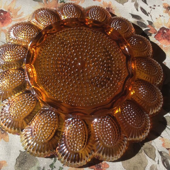 Vintage Carnival Glass Devilled Egg Serving Plate - Holiday Plate - All occasion - Picture 4 of 5